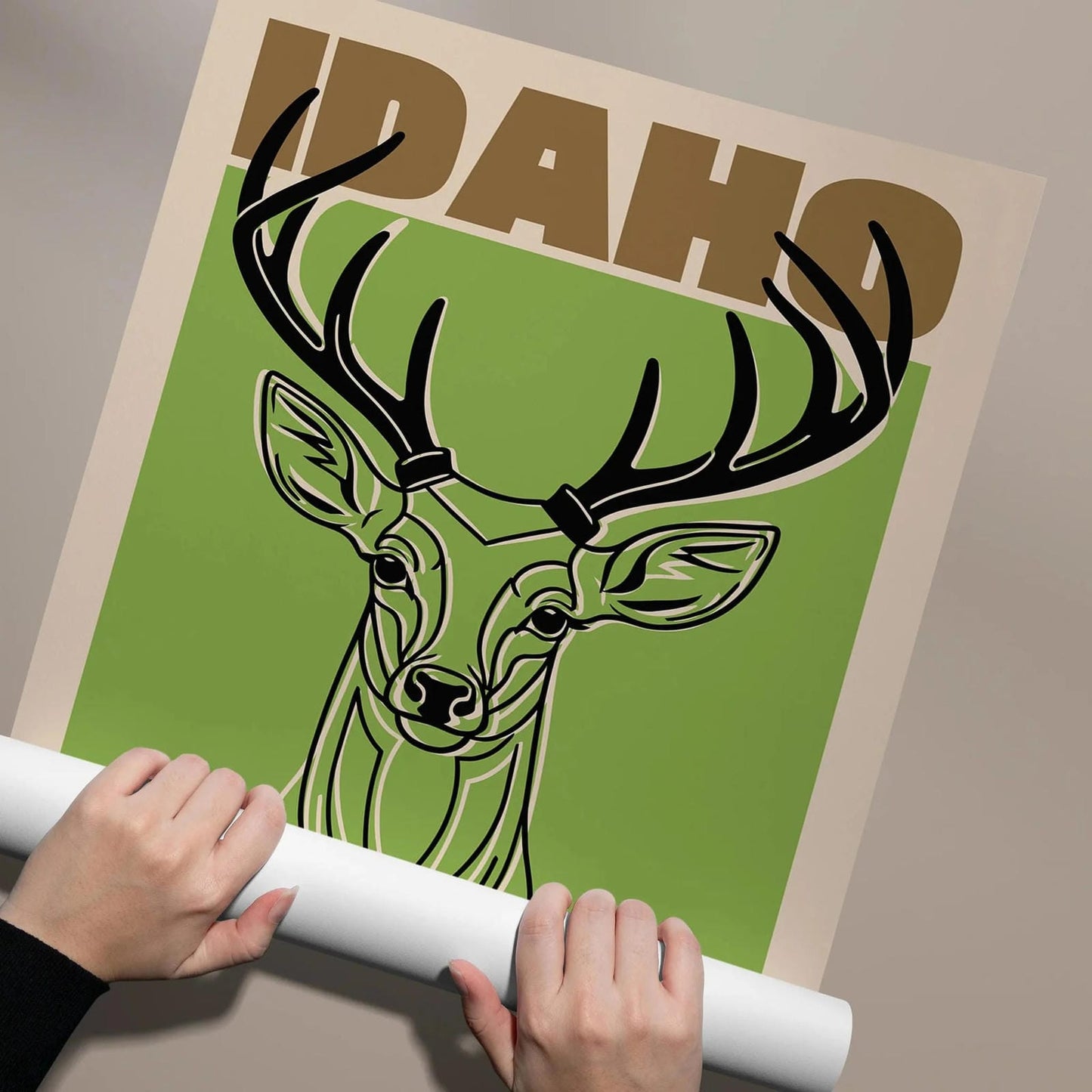 Idaho Vintage Deer Travel Poster
