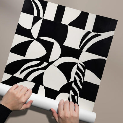 Abstract Checkered Swirls Art Print