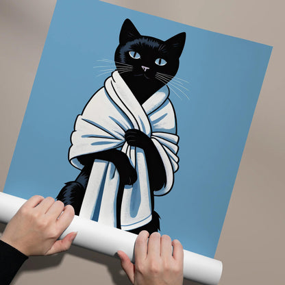 Elegant Cat Spa Day Wall Art Print