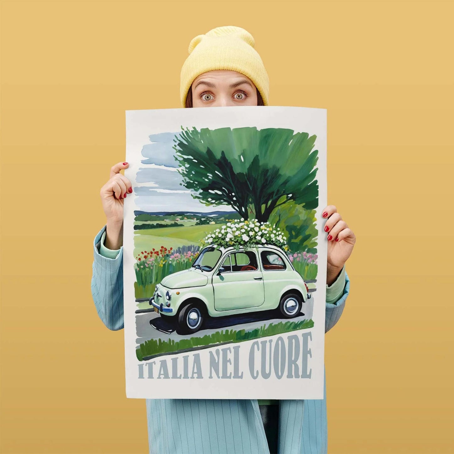 Italia Countryside Car Poster Print