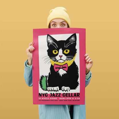 NYC Jazz Cat Poster Print