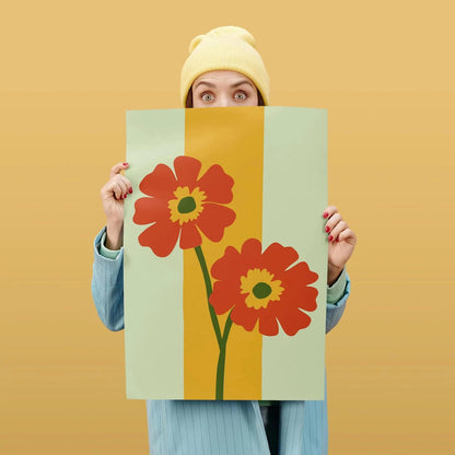 Lime Cream Flowers Art Print