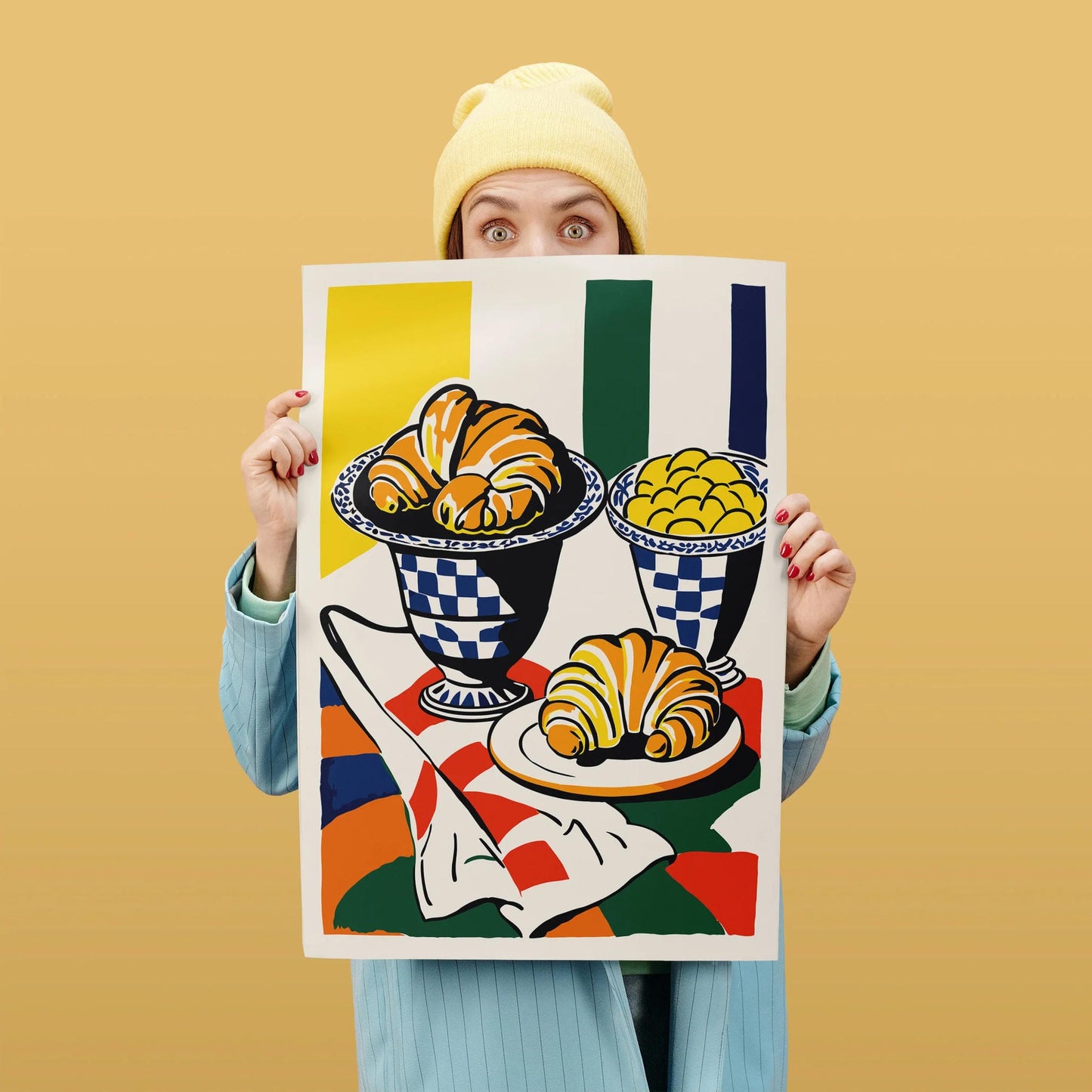 Mid-Century Croissants Kitchen Art Print