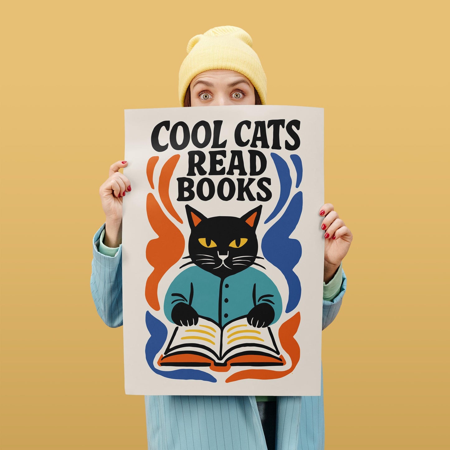 Cool Cats Read Books Poster