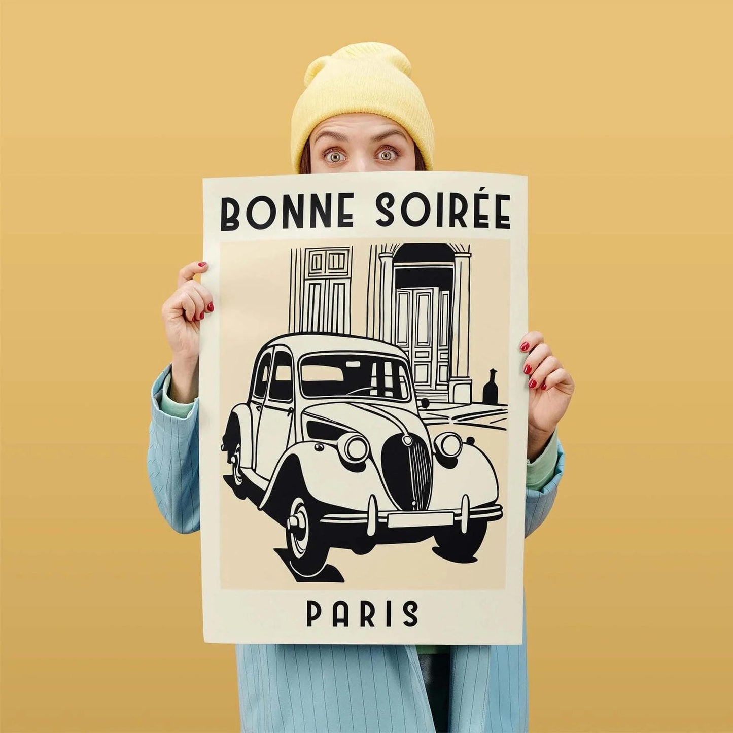 Retro Parisian Car Poster