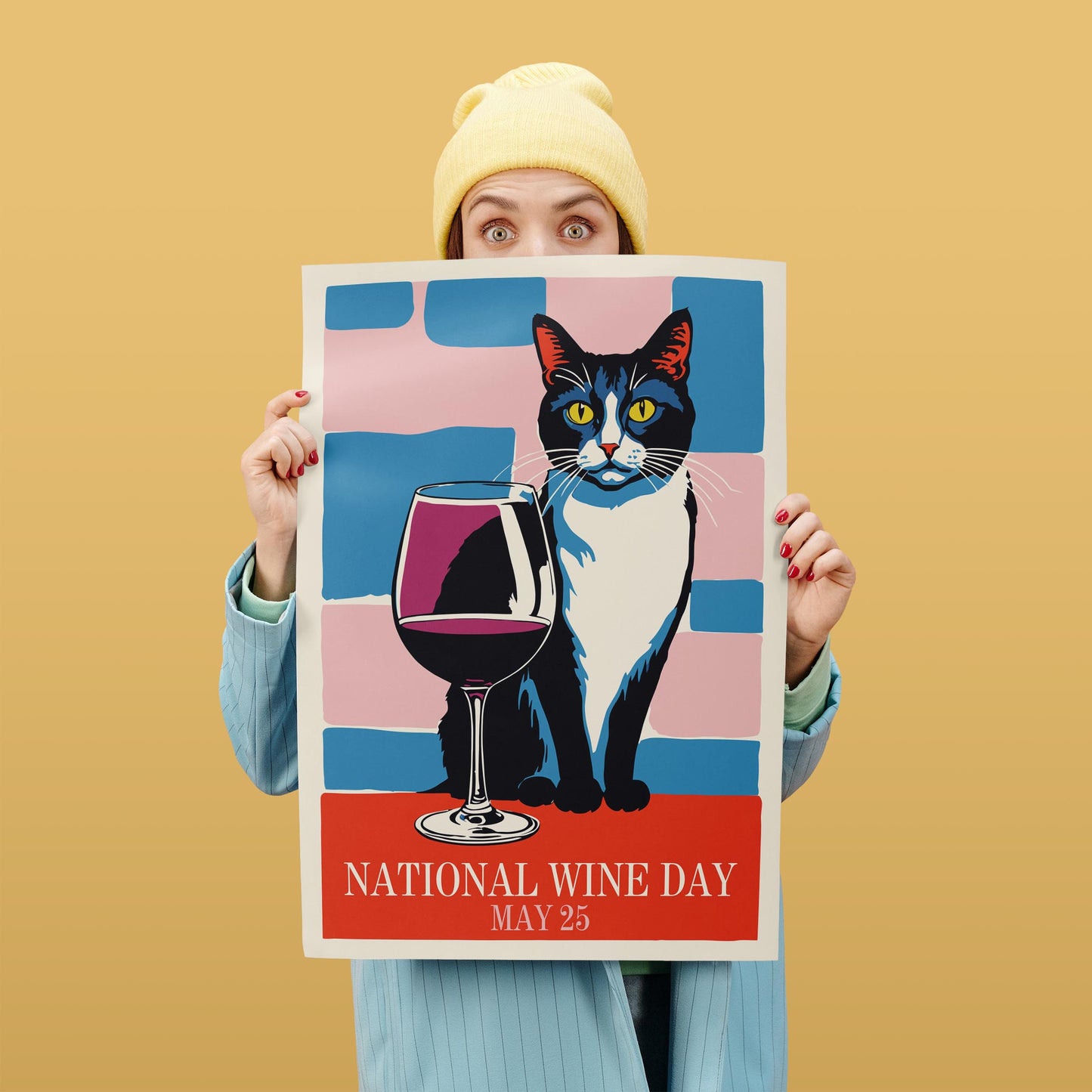 Wine Cat Celebration Poster