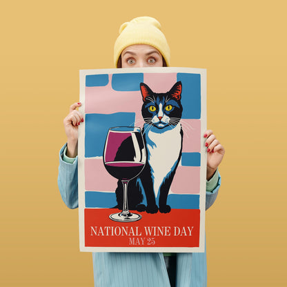 Wine Cat Celebration Poster