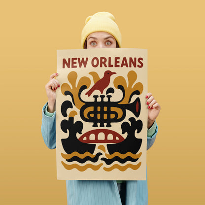 New Orleans Trumpet Poster - Jazz City Art Print