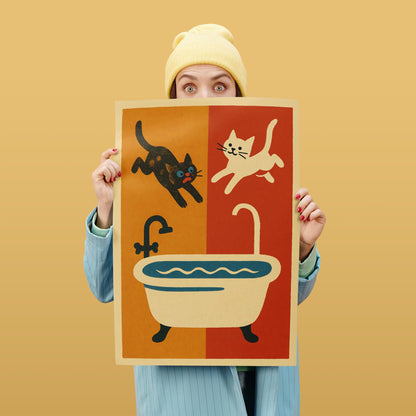 Playful Cats Bath Poster