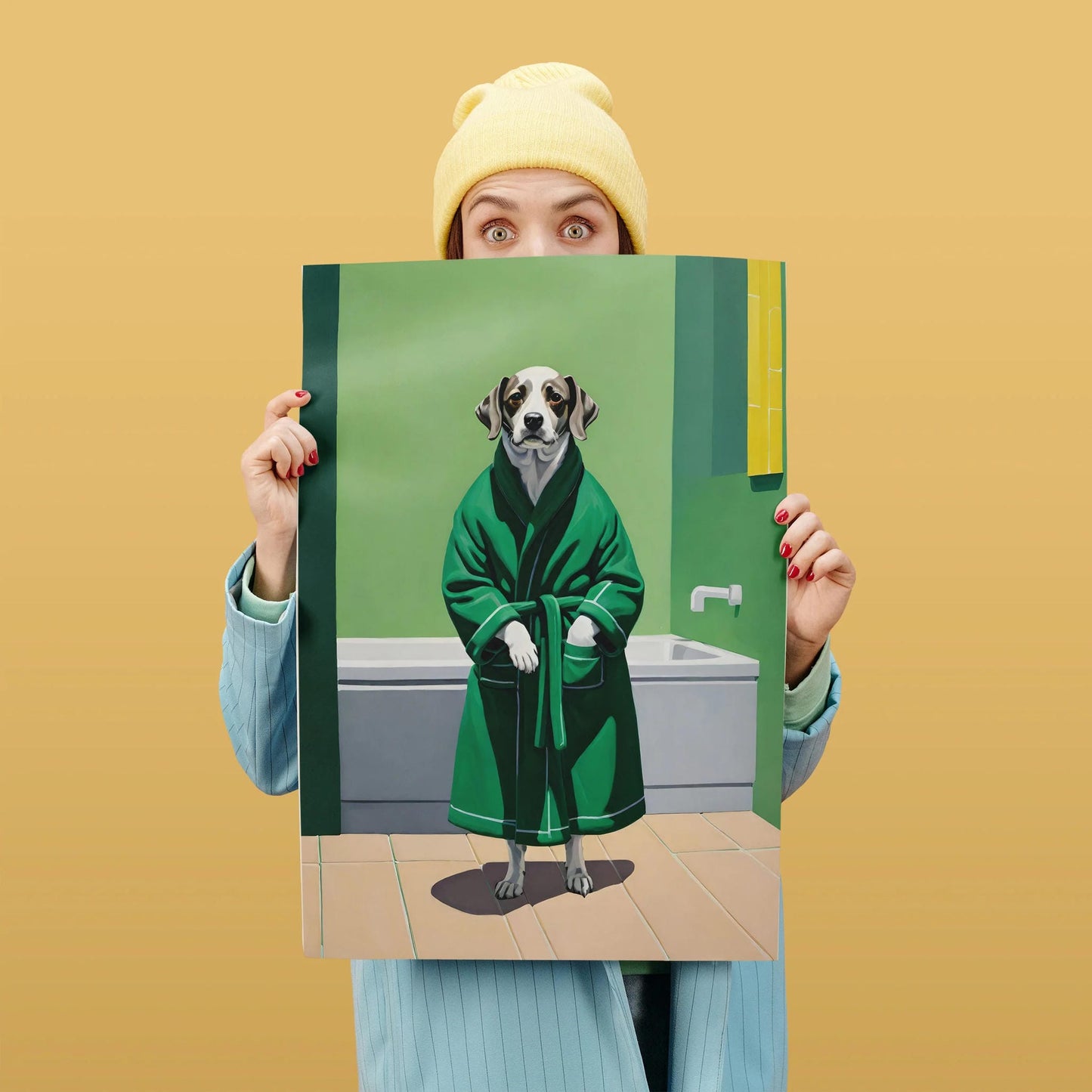 Chic Pup in Bathrobe Quirky Poster