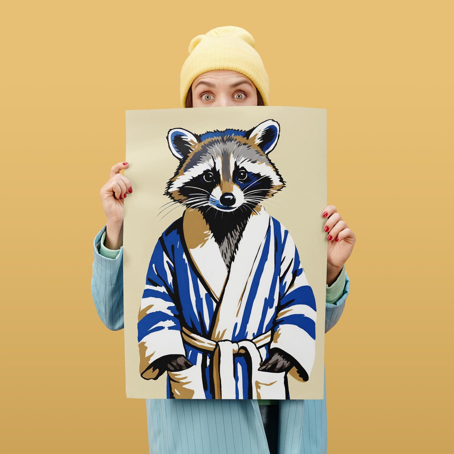 Raccoon Japanese Robe Wall Print