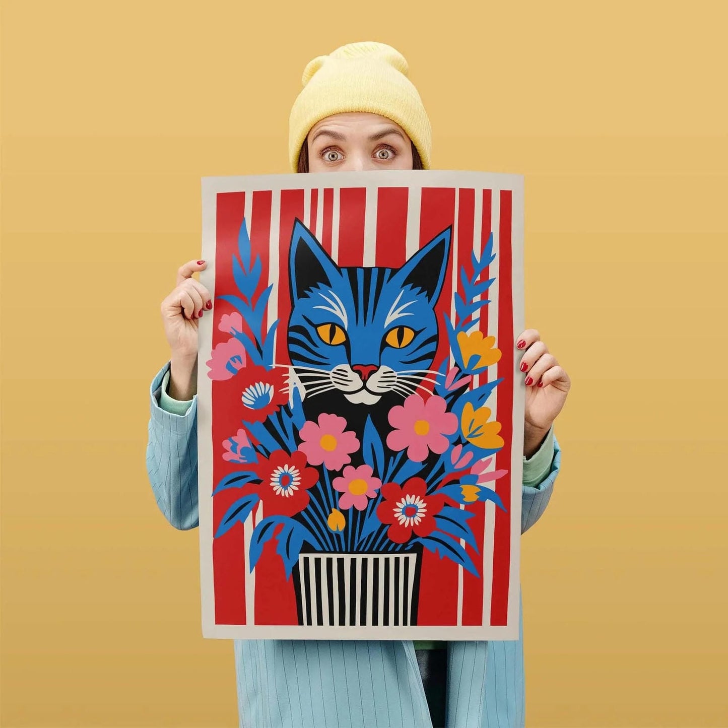 Floral Feline Wall Art Poster