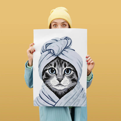 Chic Spa Cat Portrait Poster