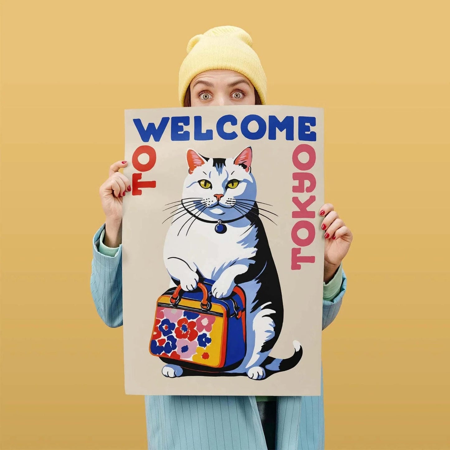 Tokyo Cat Welcome Poster Print