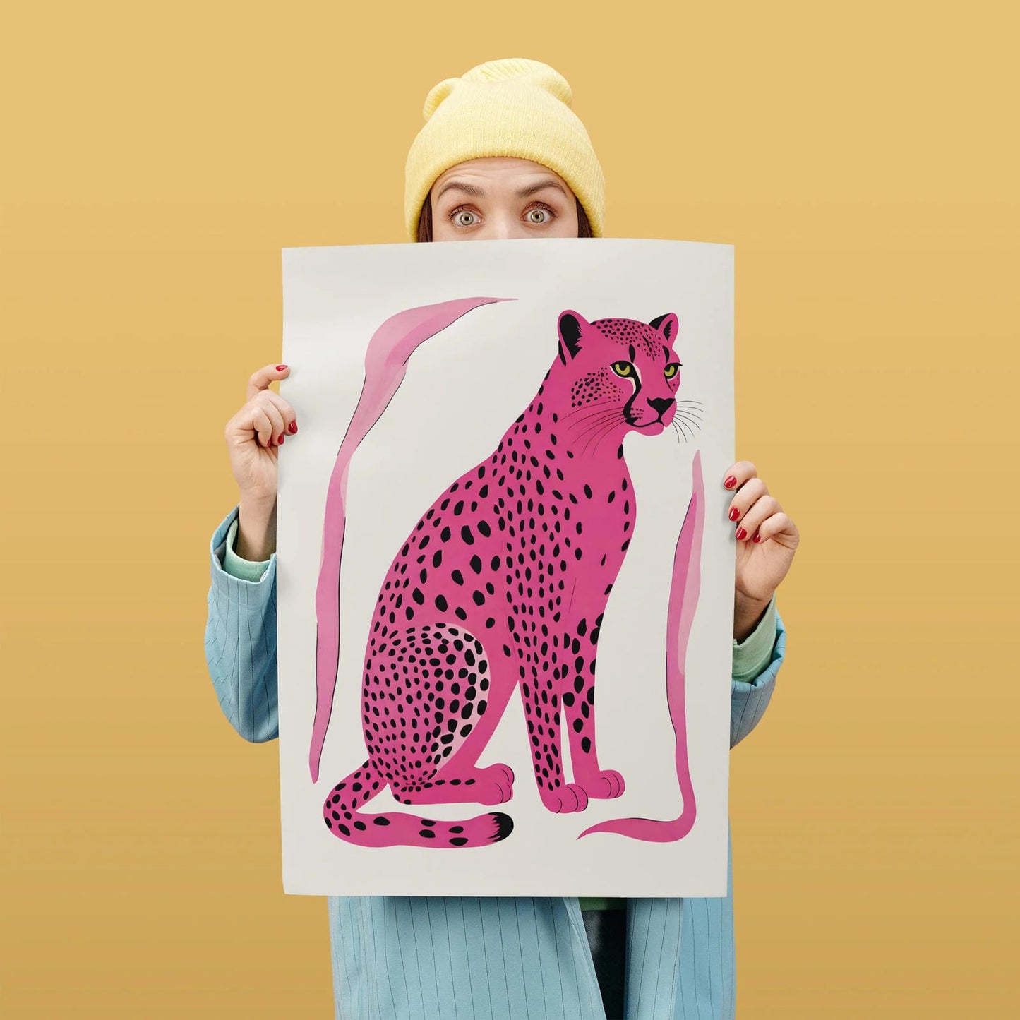 Pink Jungle Cat Art Print