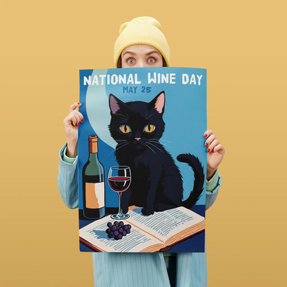 National Wine Day Cat Poster