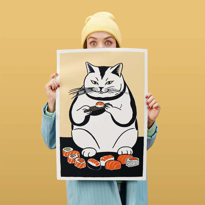 Sushi Cat Dining Wall Poster