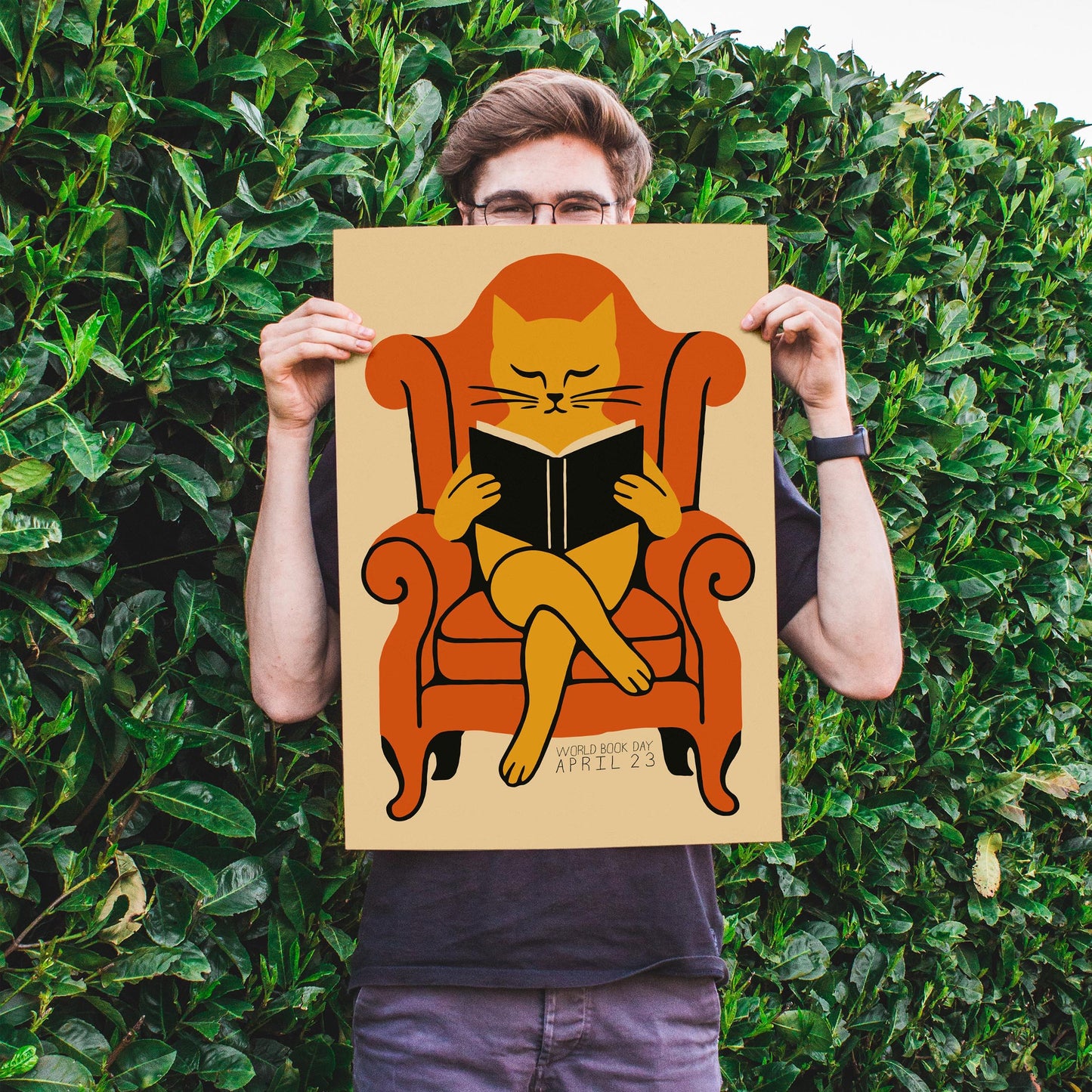 Reading Cat Wall Art
