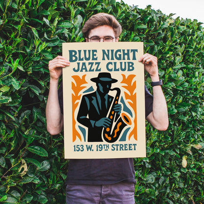 Blue Night Jazz Club Poster Print