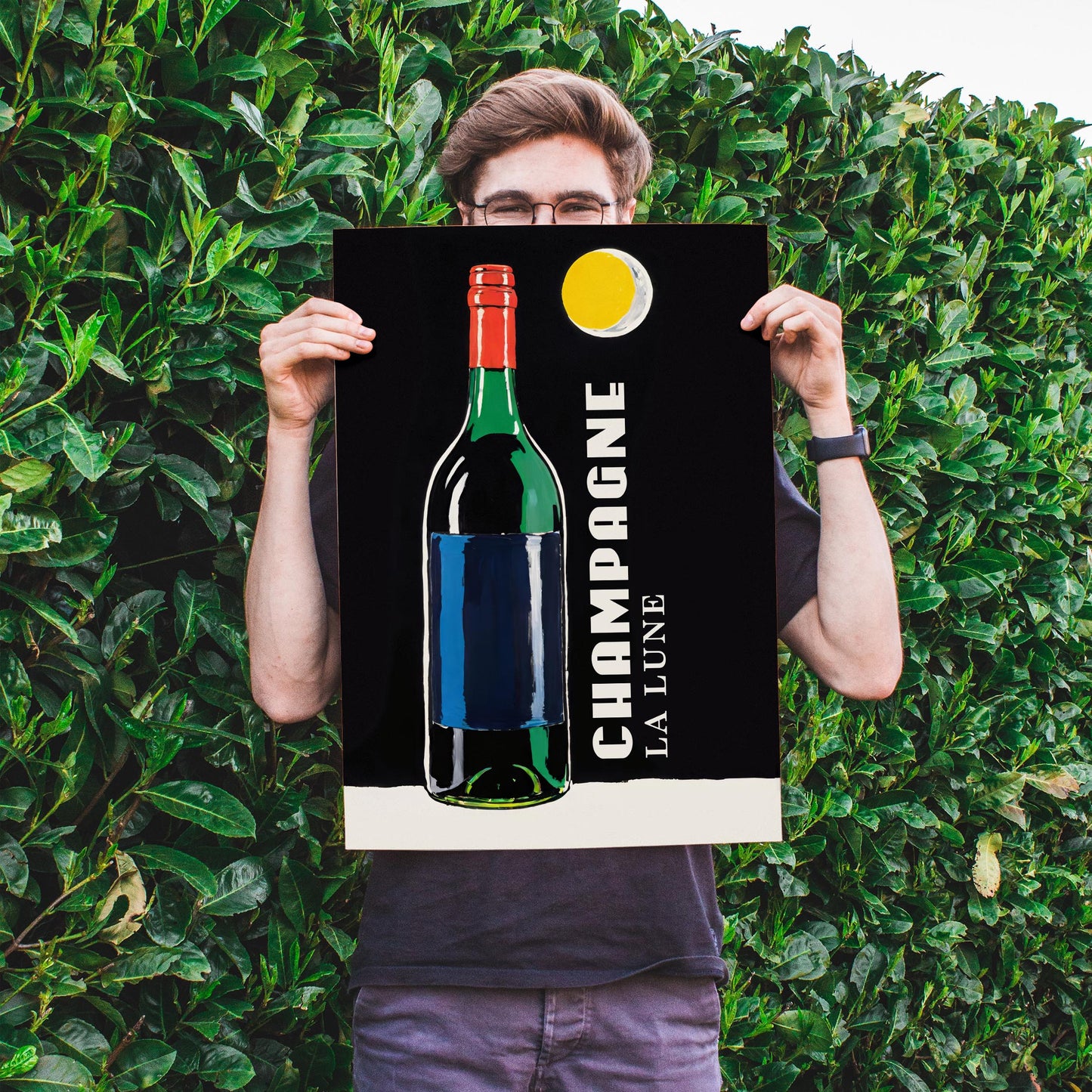 Champagne La Lune Bottle Wall Art Print