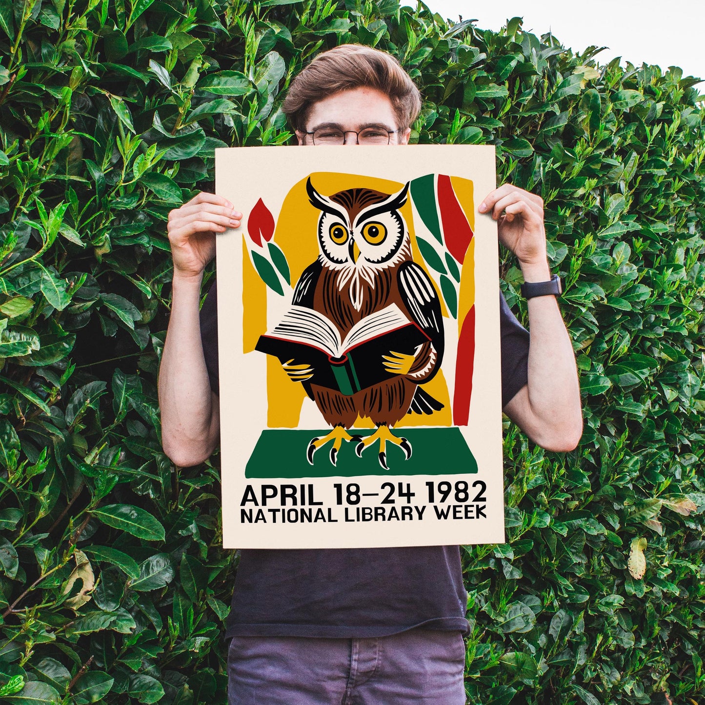 Vintage Library Week Poster Print
