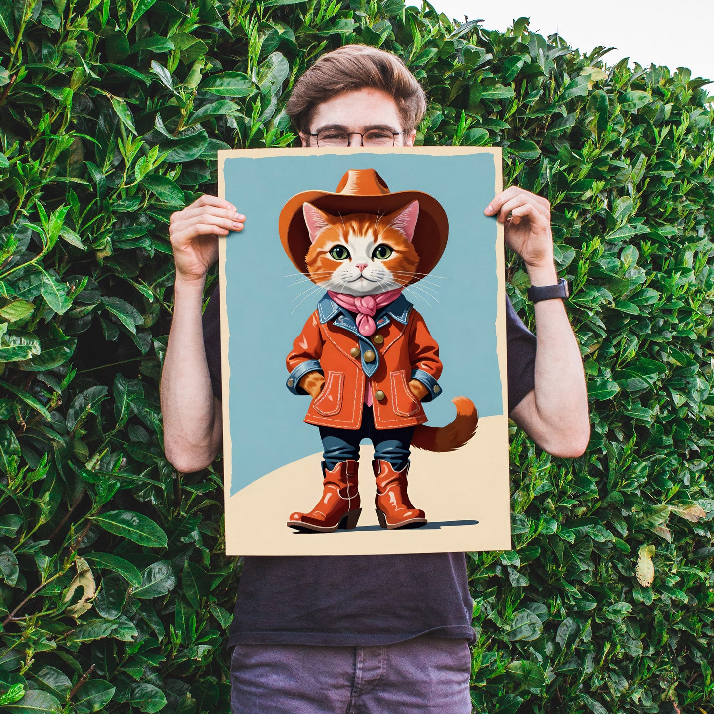 Cute Cowboy Cat Art Print