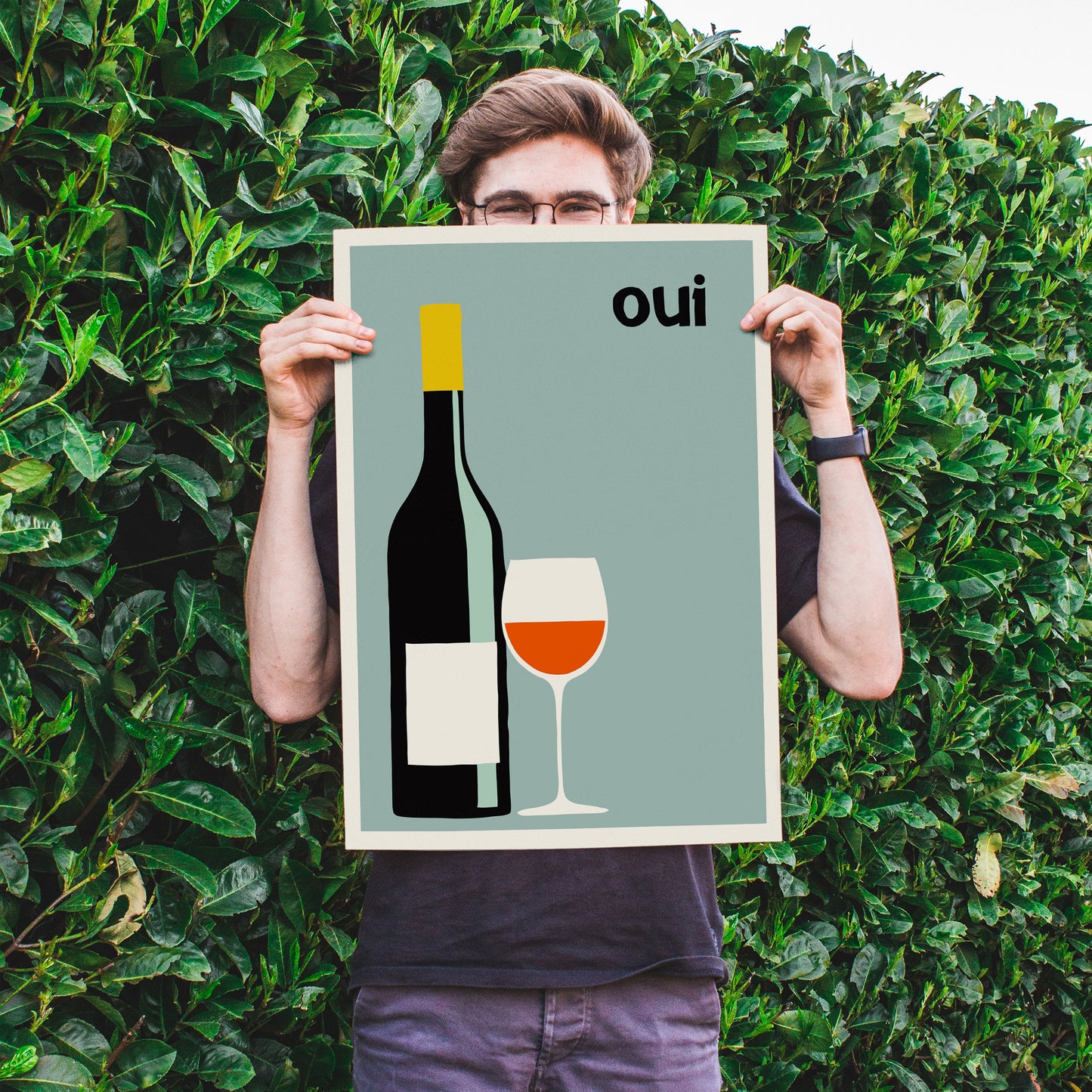 Oui Cute Wine Poster