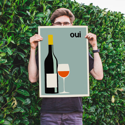 Oui Cute Wine Poster