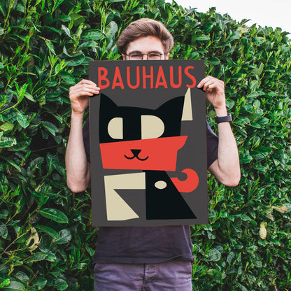 Bauhaus Cat Retro Poster