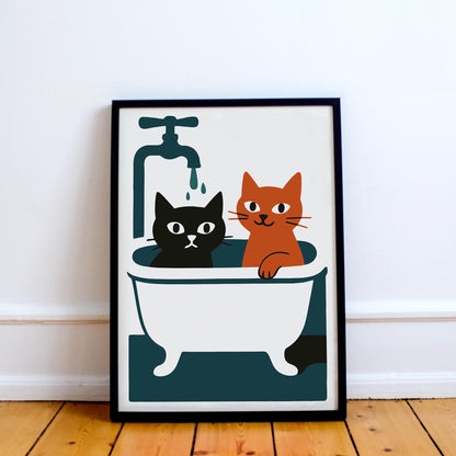 Bath Time Cats Poster Print