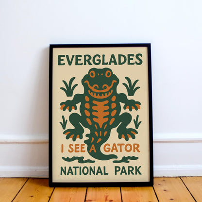 Everglades Gator Retro Poster