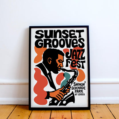 Sunset Grooves Jazz Poster