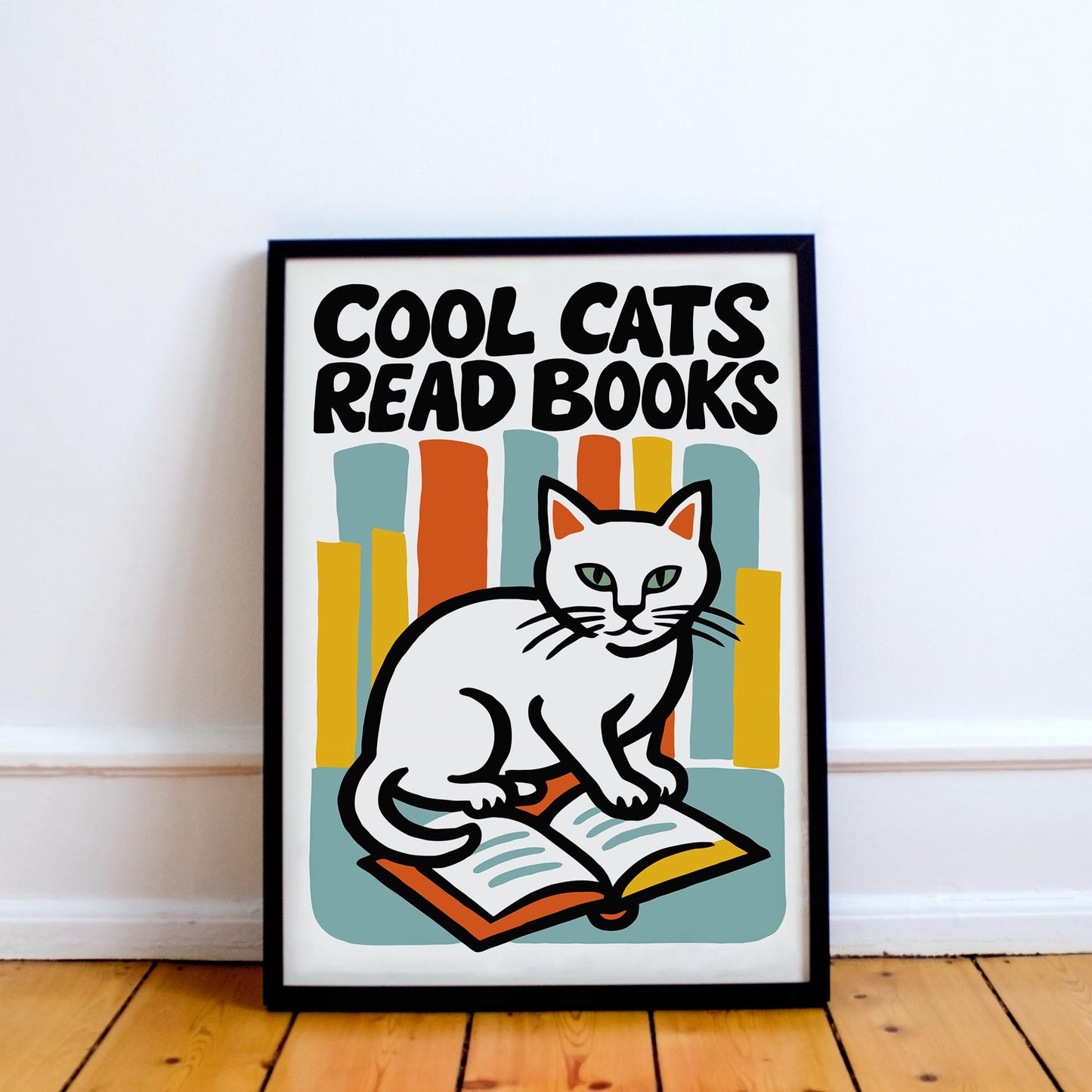 Cool Cats Read Books Poster