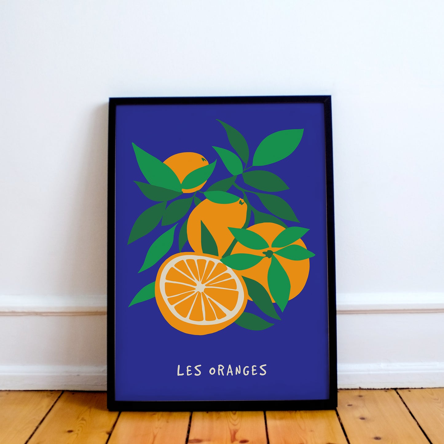 Les Oranges Blue Italian Fruit Poster