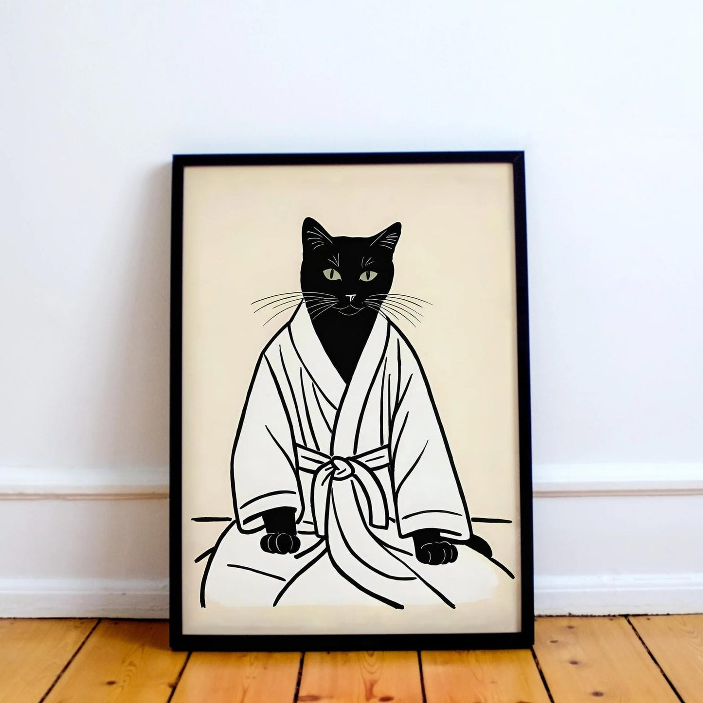 Cat in Bathrobe Bathroom Poster