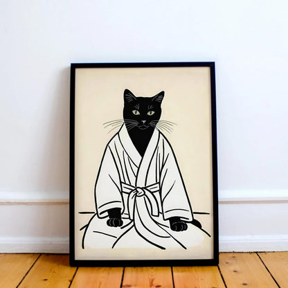Cat in Bathrobe Bathroom Poster