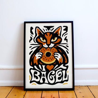 Bagel Cat Poster Print
