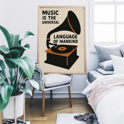Vintage Gramophone Music Print