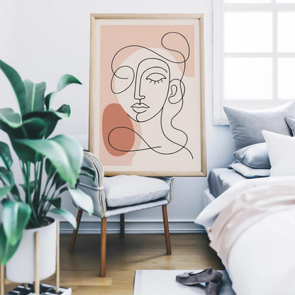 Minimalist Line Art Woman Face Print