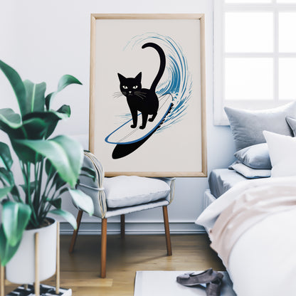 Cute Surfing Cat Art Print
