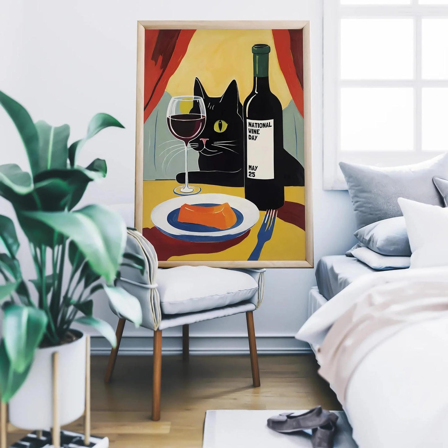National Wine Day Black Cat Poster