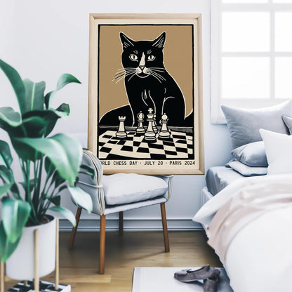World Chess Day Cat Poster Paris 2024