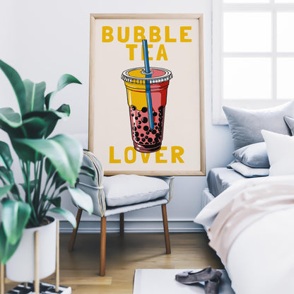 Pink Bubble Tea Wall Art