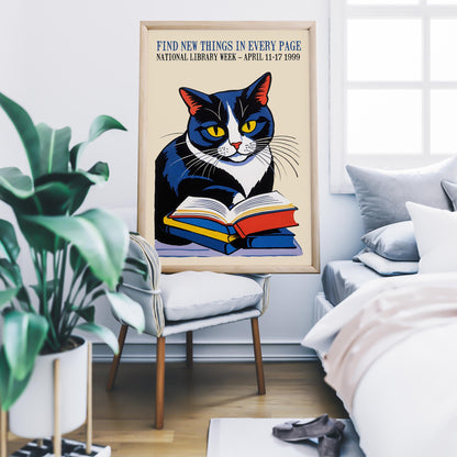 Reading Cat Poster