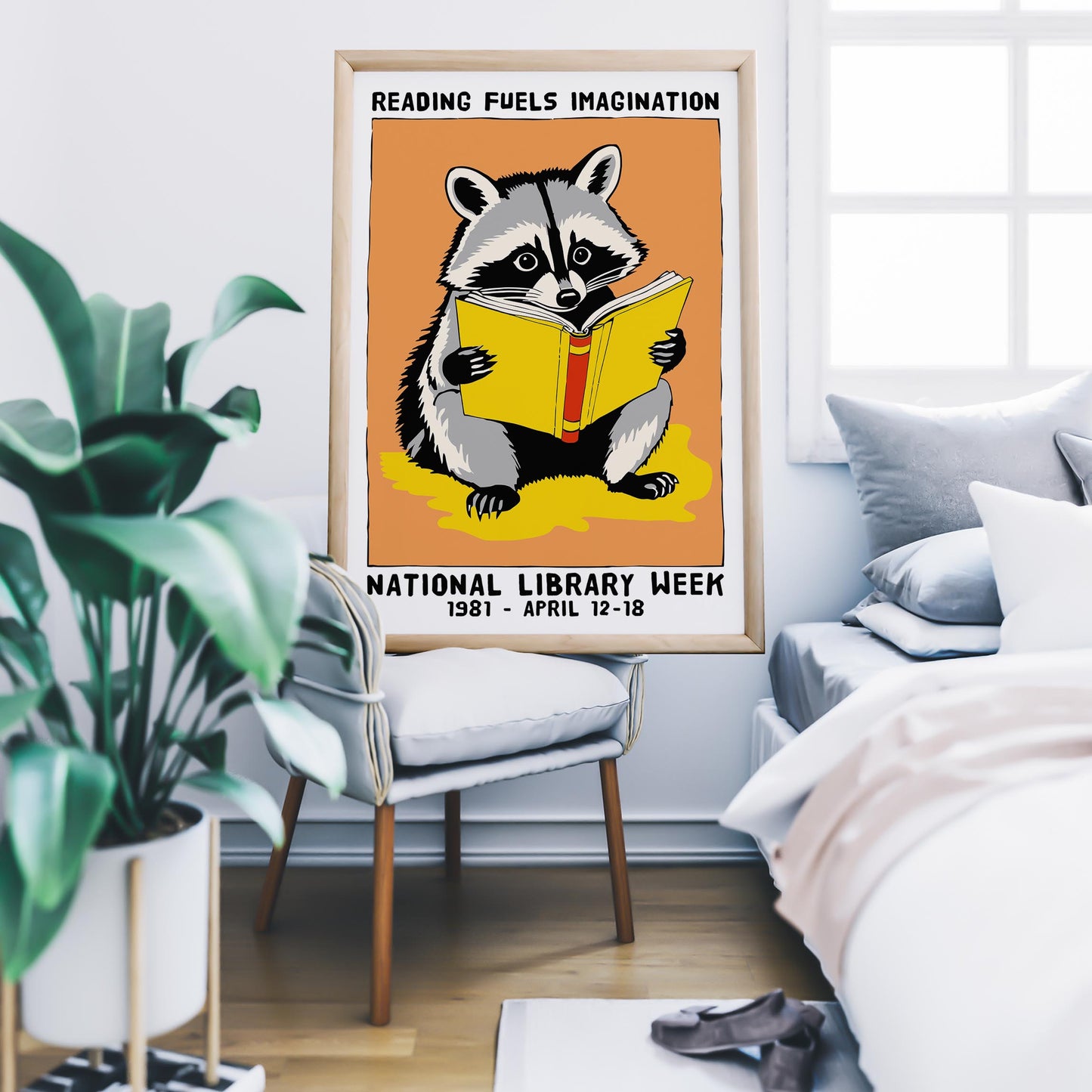 National Library Week Raccoon Poster