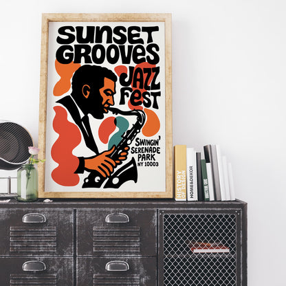 Sunset Grooves Jazz Poster