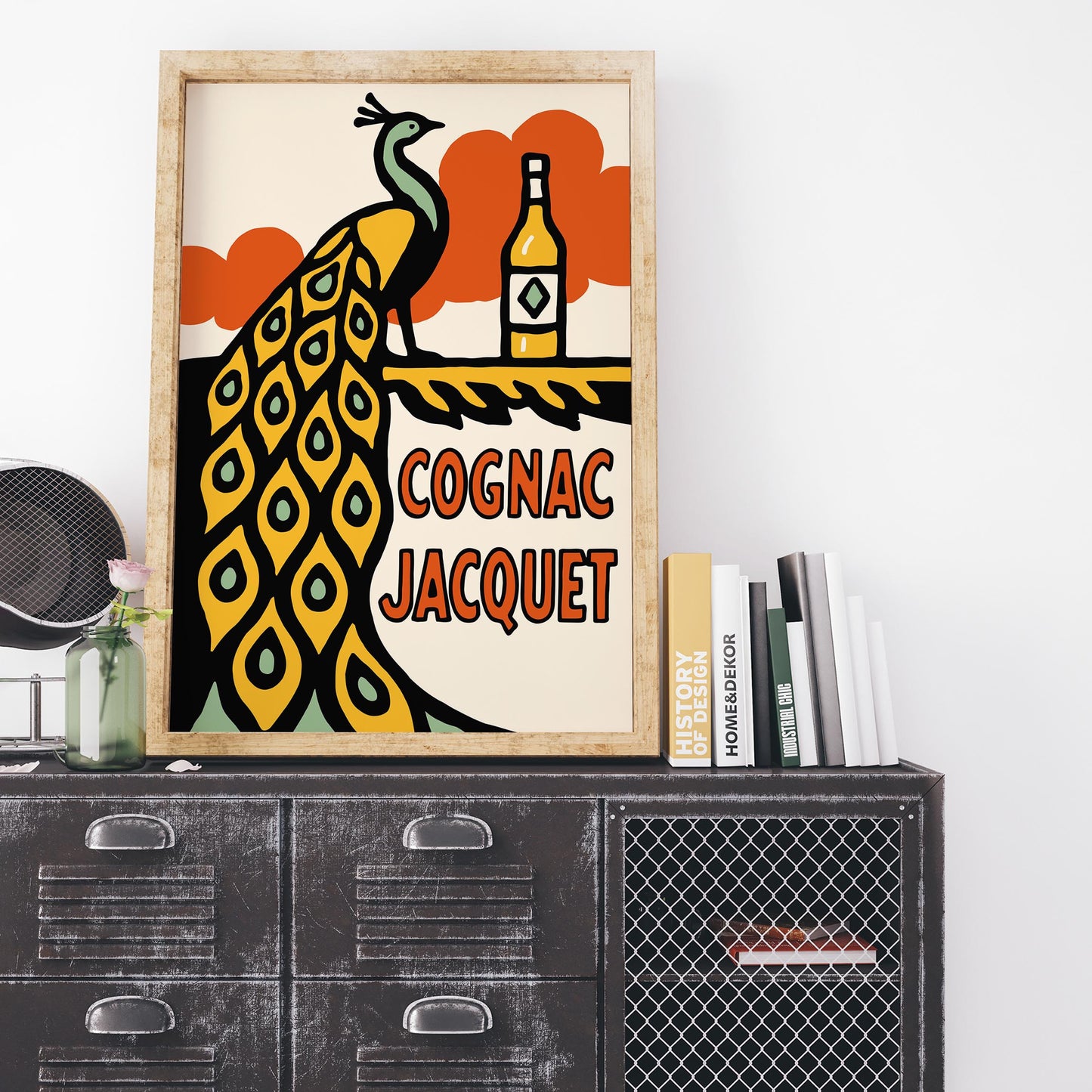 Cognac Peacock Art Poster