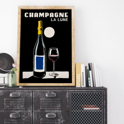 Champagne La Lune Moonlight Art Print