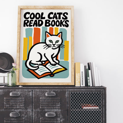 Cool Cats Read Books Poster