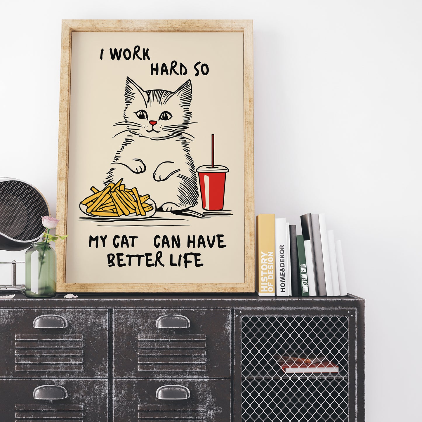 Cat and Fast Food Poster